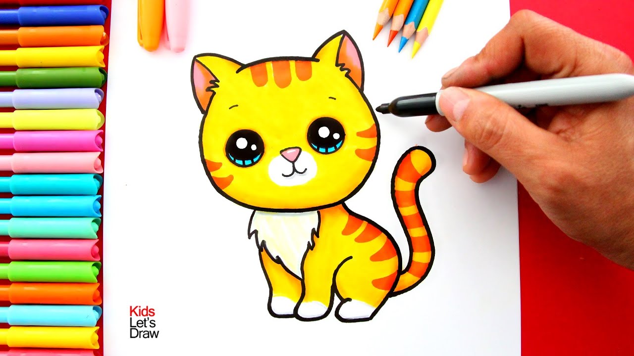 Aprende a dibujar un GATO atigrado estilo Kawaii de manera fácil - thptnganamst.edu.vn