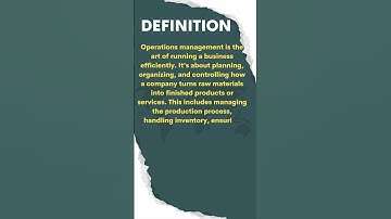 Operations Management Definition with simple example #operationsmanagement #definition #witt #mba