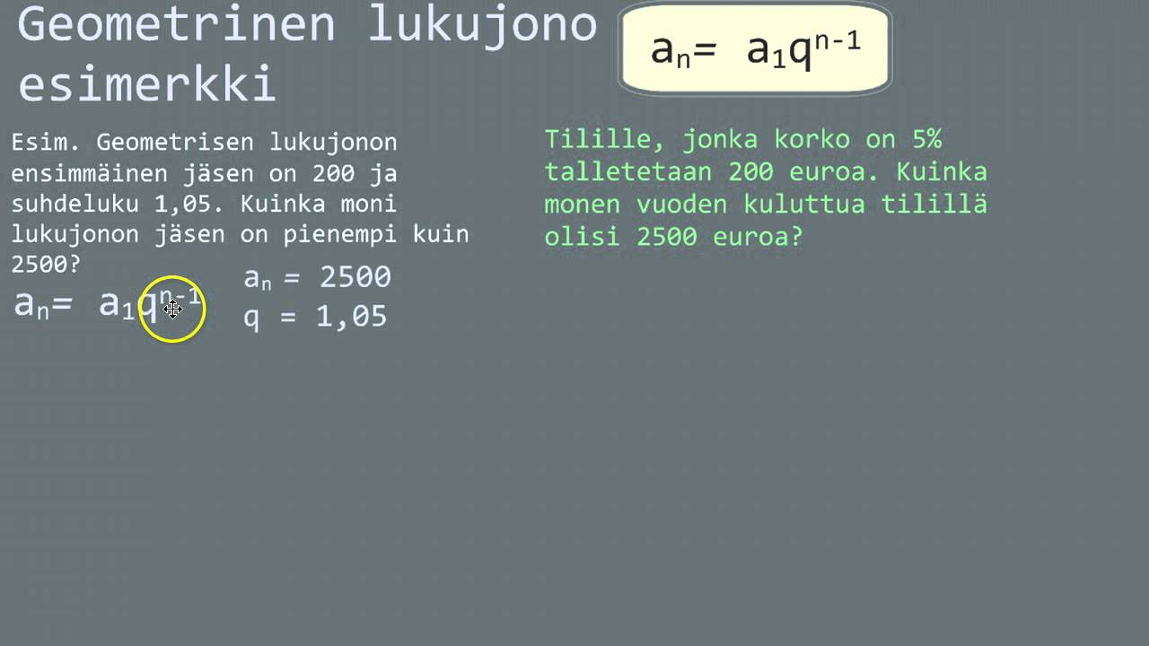 Geometrinen lukujono esimerkki - YouTube