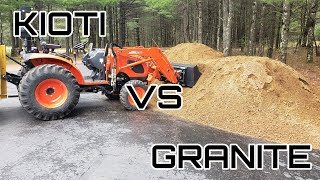 Do you really need a box blade? Kioti CK3510SE demolishing a pile of red granite.