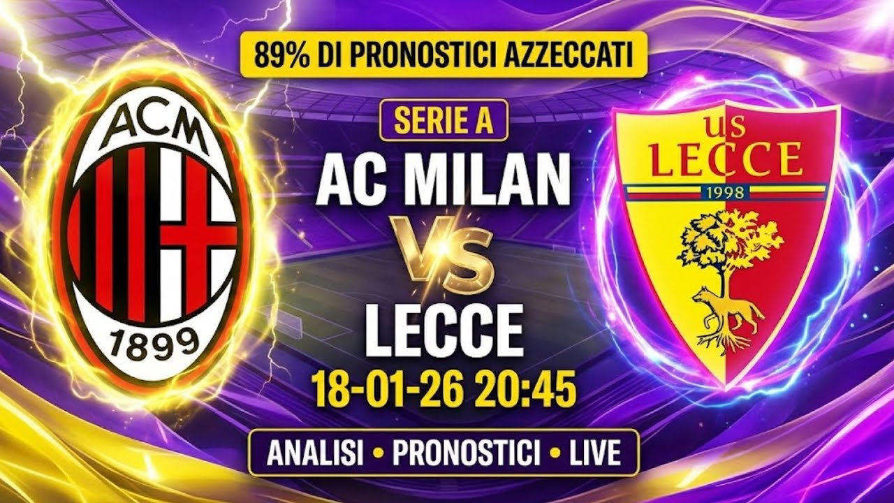 LIVE 18/01: Pronostici calcio Milan vs Lecce + Analisi 100 Campionati