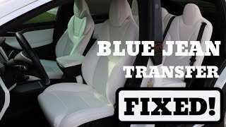 Tesla Vegan Leather White Seats  Blue Jeans Transfer FIXED!