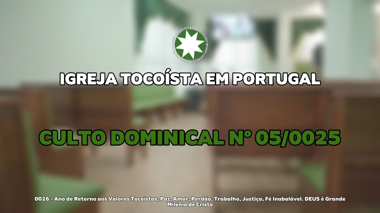 CULTO DOMINICAL Nº 05 - 01 / FEVEREIRO / 0026 - 52º ANIVERSÁRIO DA JUVENTUDE TOCOÍSTA - PARTE 2