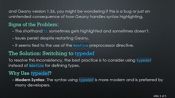 Understanding Geany Syntax Highlighting Issues for # define Statements