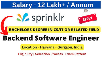 Sprinklr Off Campus Drive for 2020/2021/2022/2023 Backend Engineer Salary 12 LPA+ #freshers