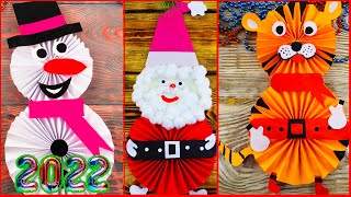 Новогодние Поделки. Символ года ТИГР из бумаги, Снеговик, Дед Мороз своими руками на Новый Год 2022