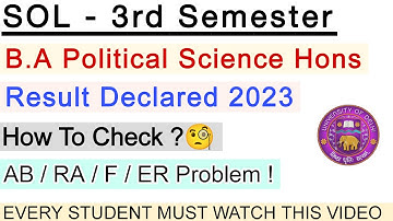 DU SOL | 3rd Semester Result 2023 | AB/RA/F/ER Problem  | Du College Update | JK Study Stuff