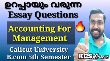 Sure Essay Questions|Accounting For Management|Calicut University B.com 5th Semester