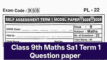 Class 9 Maths sa1 paper 2025 | ap 9th Maths sa 1 Question paper| Class 9 maths Sa1 key 