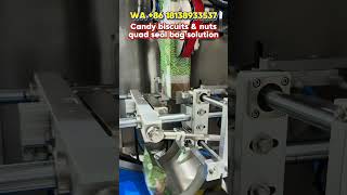 Candy, biscuits & mixed nuts snacks quad seal pouch vertical ffs packing machine. #machine #snacks