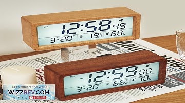 LED Wooden Digital Alarm Clock Multifunctional Large Screen Date Temperature Humidity
