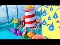 Water Park ! Elsa & Anna toddlers and friends - splash beach -  water slide - Barbie dolls