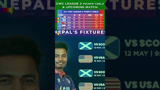 CWC LEAGUE 2 POINTS TABLE NEPAL POINTS TABLE NO 7 HAPPY 3 Game win #cricket