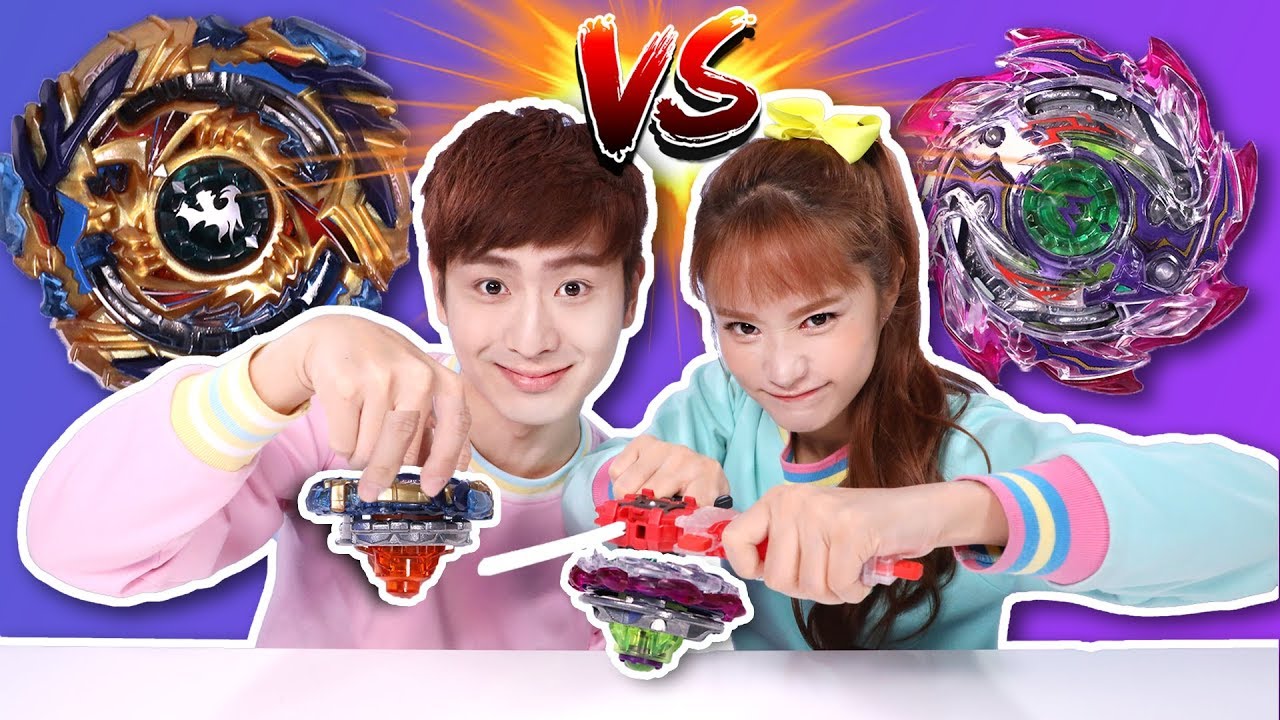 [강이 VS 지니] 런처 없이 손으로 돌려 제압하다!!! 베이블레이드 버스트 팽이 배틀 놀이 - 강이