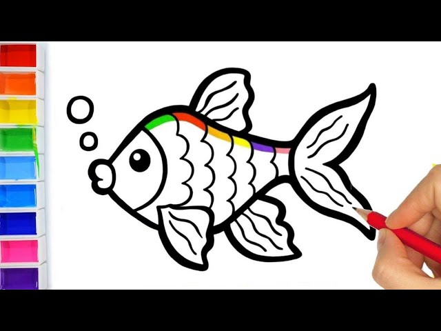 HOW TO DRAW A RED FISH, Coloring step by step, Easy Drawing For Beginners