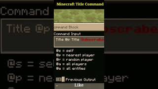 Minecraft Pe Title Command #shorts -_-