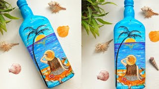 Bottle Painting | Easy sunset painting | Bottle decoration idea | Home decor