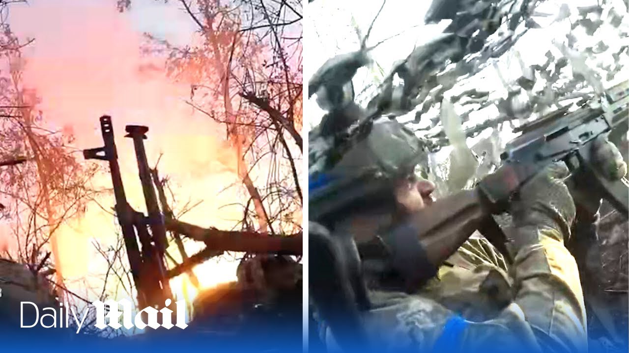 Ukrainian soldier nearly gets hit in the head by a Russian rocket in an attack near Luhansk