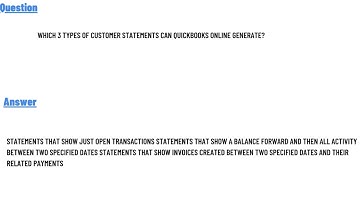 Which 3 types of customer statements can QuickBooks Online generate?