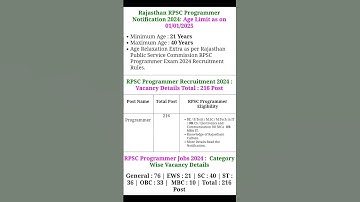 RPSC Programmer  2024 #notification #youtubeshorts