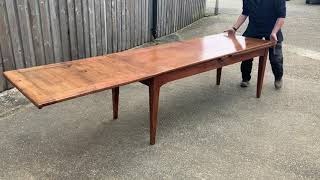 19th Century Cherry Double Extending Farmhouse Table
