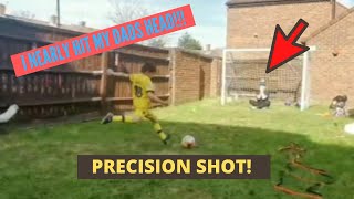 6 YEAR OLD NEARLY HITS DADS HEAD WITH SHOT! HITS BALL OFF HEAD (ACCURACY FOOTBALL CHALLENGE)