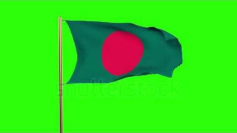 Bangladesh flag with cloud waving in the wind. Green screen, alpha matte. Loopable animation Stock