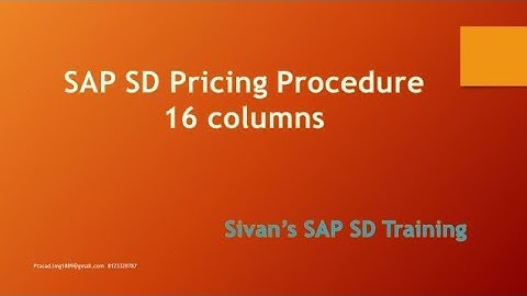 SAP SD 16 Columns in Pricing Procedure RVAA01 | Sivan