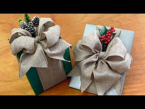 How to make a big holiday bow on a gift box 