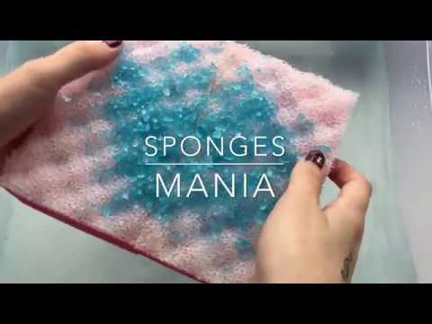 ASMR SPONGES | Massage sponges wuth bath salt, water and soap | Watery, soapy, sponge sounds - YouTube