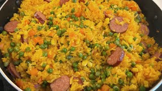 Easy and Delicious Yellow Rice with Sausage and vegetables!!