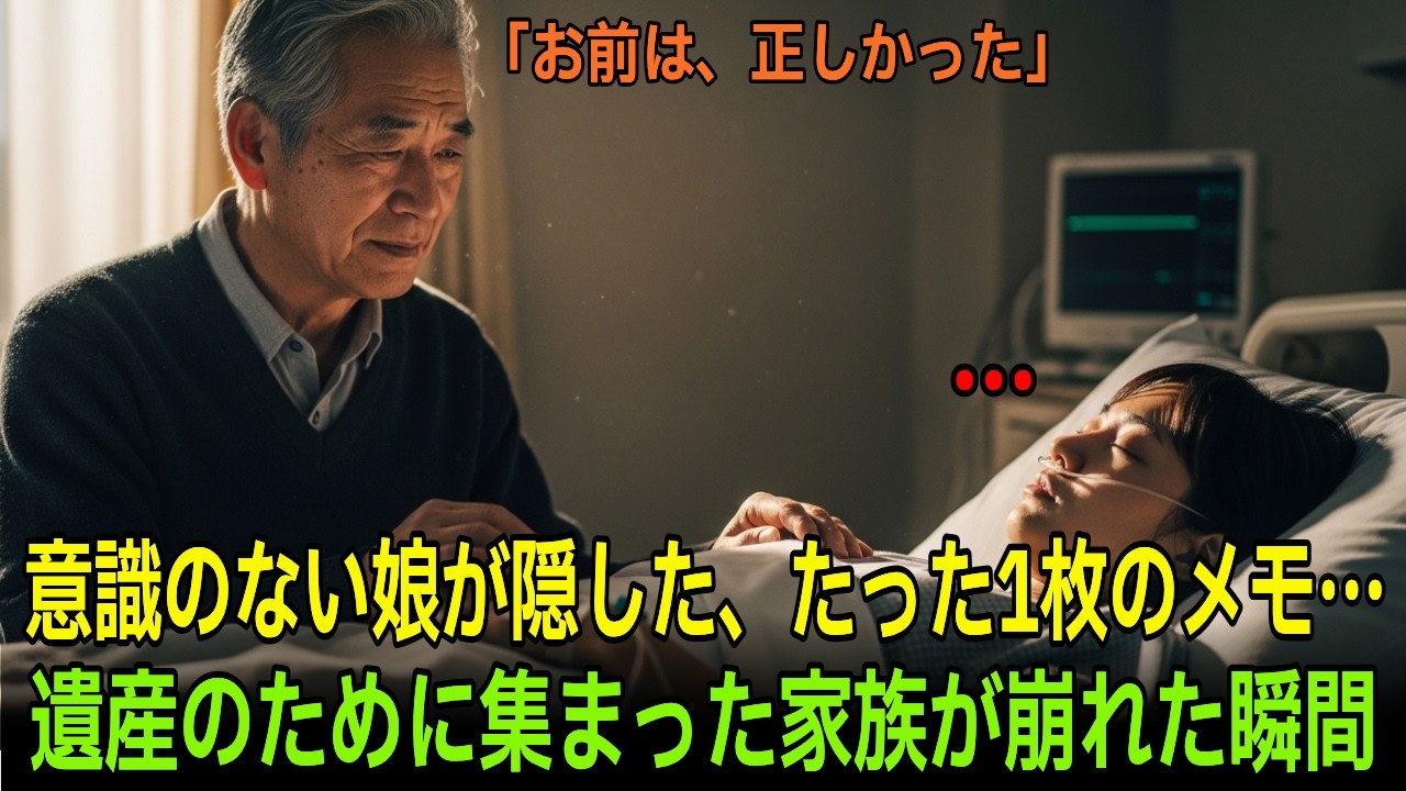 意識のない娘が隠した、たった1枚のメモ…遺産のために集まった家族が崩れた瞬間【オーディオブック】【感動の物語】【睡眠ラジオ】