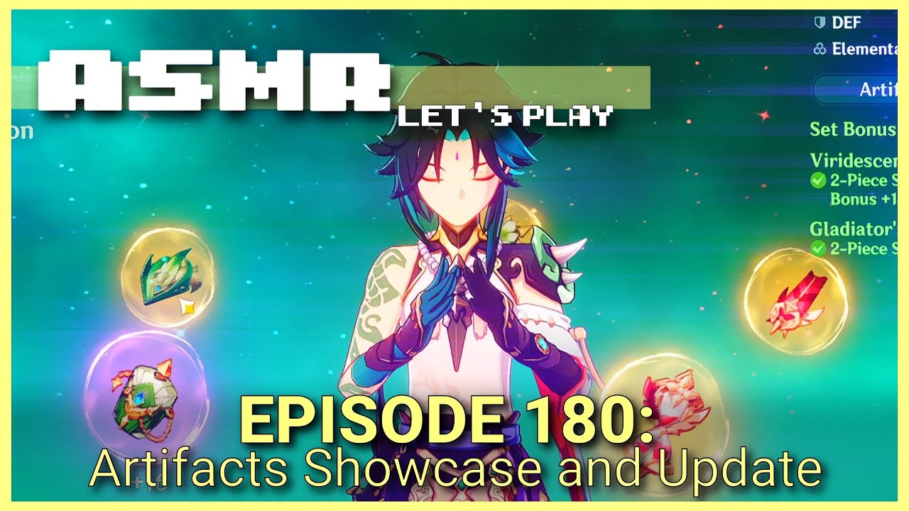 ASMR | Genshin Impact | Artifacts Showcase | Gum Chewing and Keyboard Sounds ⭐