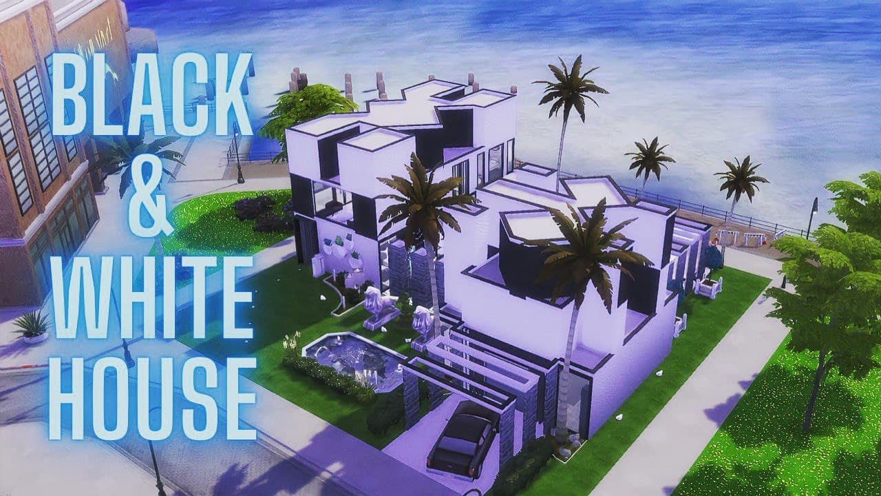 BLACK & WHITE HOUSE TS4 NO CC Speed Build + Home Tour YouTube