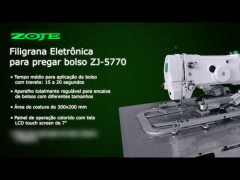 Máquina Filigrana Eletrônica Zoje para Aplicação de Bolso com área de trabalho de 300x200 mm com motor Direct Drive.