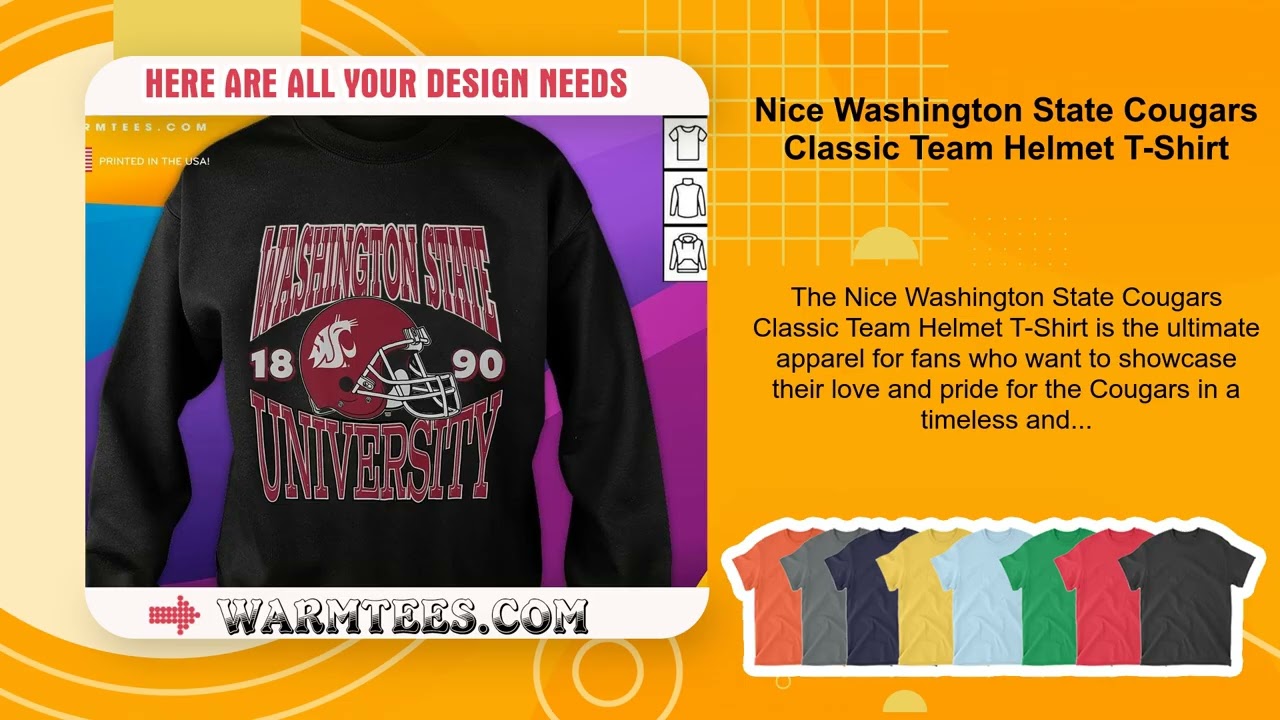 Nice Washington State Cougars Classic Team Helmet T-Shirt