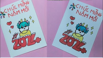 Vẽ thiệp chúc mừng năm mới 2024 cute//Vẽ thiệp Tết đơn giản/Draw new year greeting cards