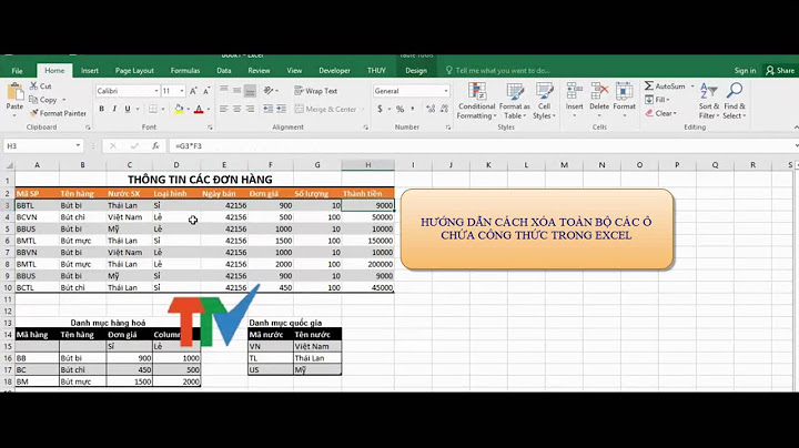 Cách xóa toàn bộ công thức trong Excel