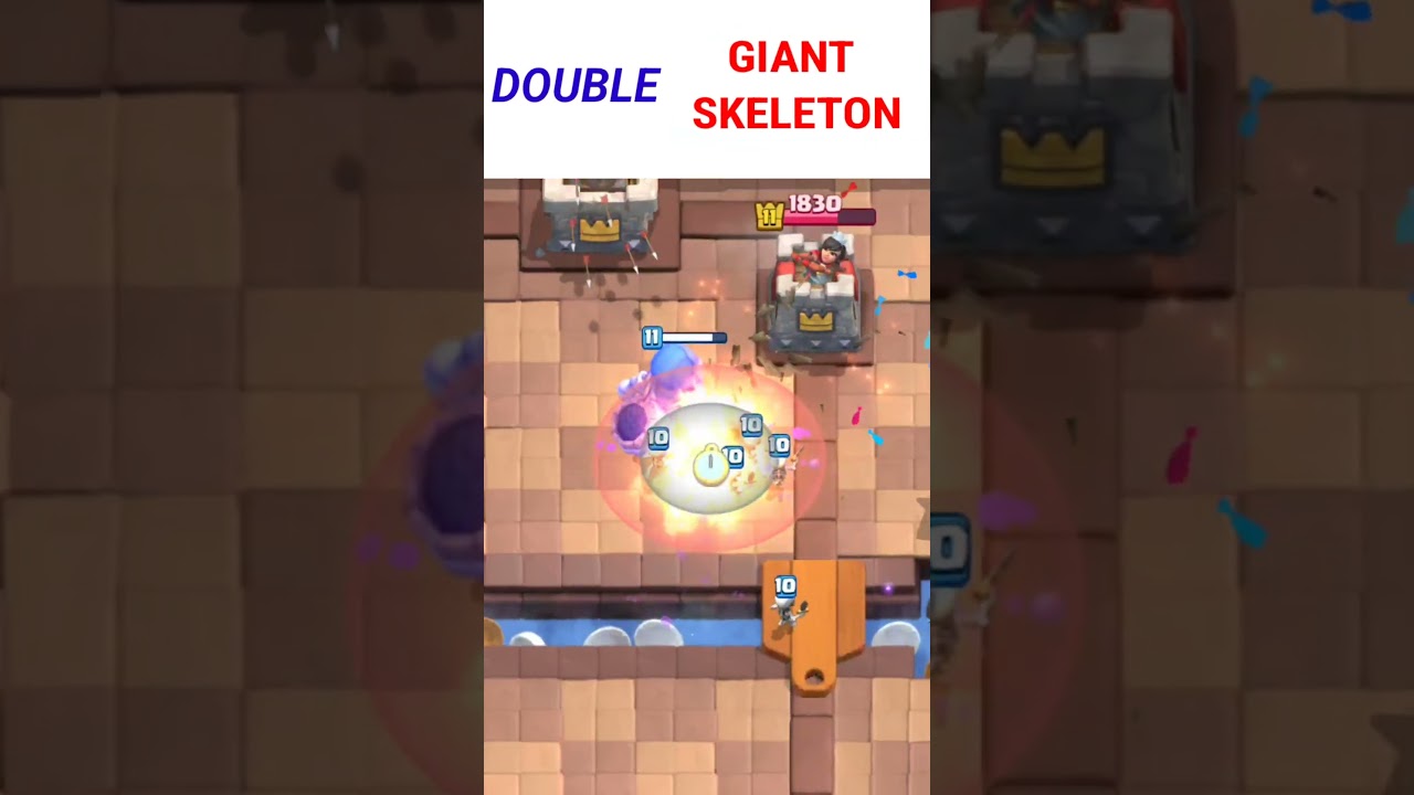 DOUBLE GIANT SKELETON. NO ONE IMAGINES THIS ONE.😯 #clashroyale #giantskeleton #funnyclip