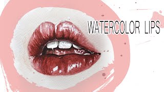 WATERCOLOR LIPS[speed painting] Губы акварелью