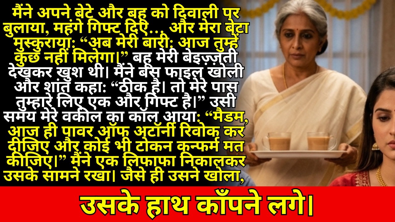 दिवाली पर बेटे ने कहा “तुम्हें कुछ नहीं”—तभी वकील: पावर ऑफ अटॉर्नी रिवोक करो, टोकन मत दबाओ!