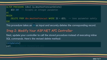 Enhancing API Security with SQL Stored Procedures in ASP.NET