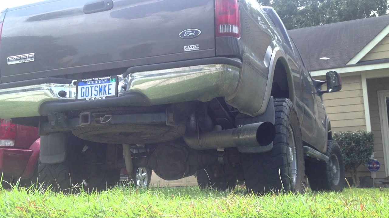 6.0L Powerstroke 5" straight pipe YouTube