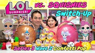 SERIES 3 WAVE 2 LOL SURPRISE CONFETTI POP VS. BANGGOOD SQUISHIES! LUNCH BOX SWITCH UP CHALLENGE!