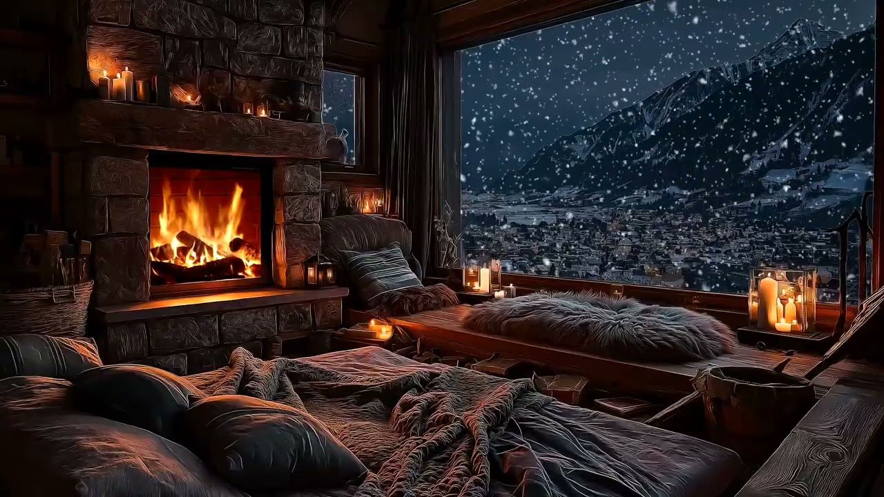 (No Ads) Soft Piano & Fireplace Sounds for Silent Nights and Mindful Sleep