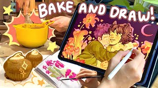 BAKE AND DRAW EP.2 ✿ art block, being an art content creator, and pumpkin muffins!