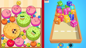 Fruit Clash Watermelon drop fruits VS Chain Cube 2048 blocks Gameplay