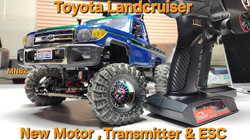 MN82 Toyota Landcruiser upgraded motor, upgraded transmitter/receiver, and ESC upgrade