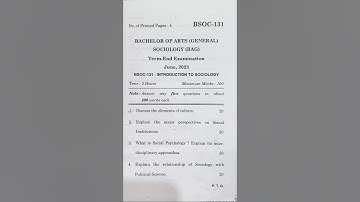 BSOC 131 (Introduction to Sociology) Ignou June 2023 question paper. #shorts #viral #ignou