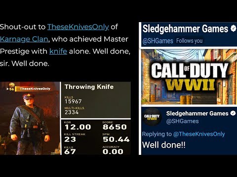SLEDGEHAMMER GAVE ME A SHOUTOUT FOR KNIFING ONLY TO MASTER PRESTIGE!! (COD WW2)